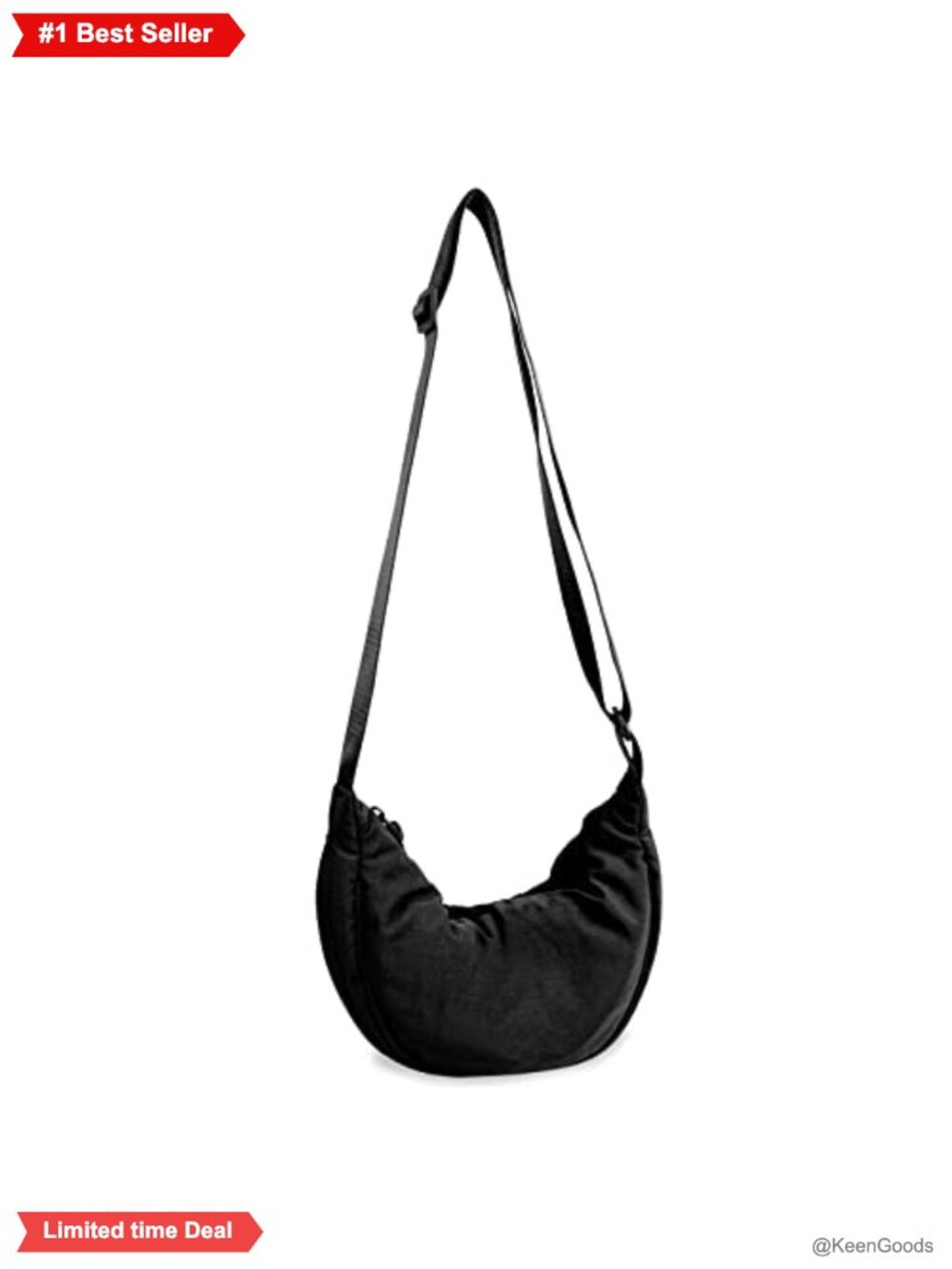 Nylon Crescent Crossbody Bag Small Sling Hobo Adjustable Strap Water Resistant